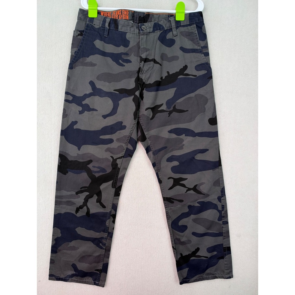 Dockers Alpha Slim Khaki Pants Mens 36x34 Blue Grey Camo Chinos Camouflage